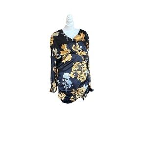 Vici Blue and Gold Wrap Ruched Dress